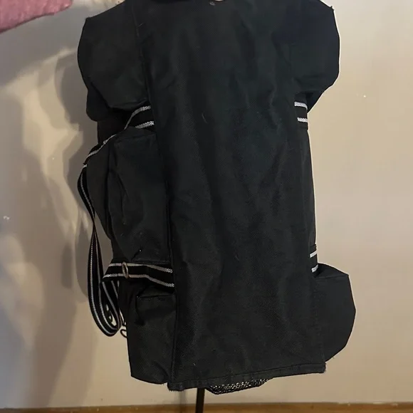 Thirty-One Black Tote with Striped Handles - Picture 7 of 10